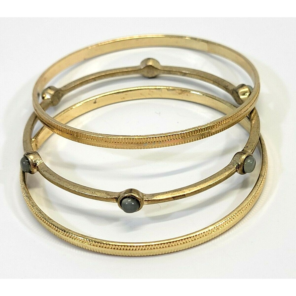 Name Brand Women's‎ Set of 3 Gold Tone Bangle Bracelets Fashion Statement Chic